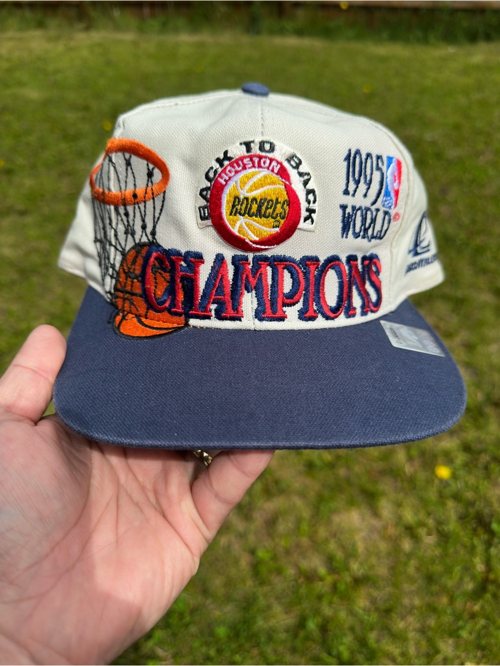 Logo Athletic Houston Rockets Cream and Navy 'Champions' Snapback Hat